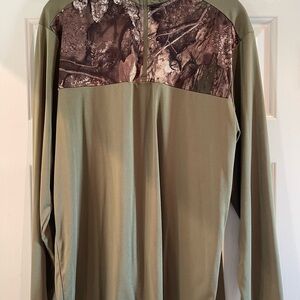 REALTREE Olive Green Camo Yoke Quarter-Zip Pullover